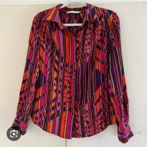 New Trina Turk silk shirt Gently Used   Size 6